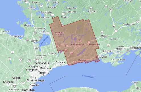 Mapa de Kawarthas Northumberland