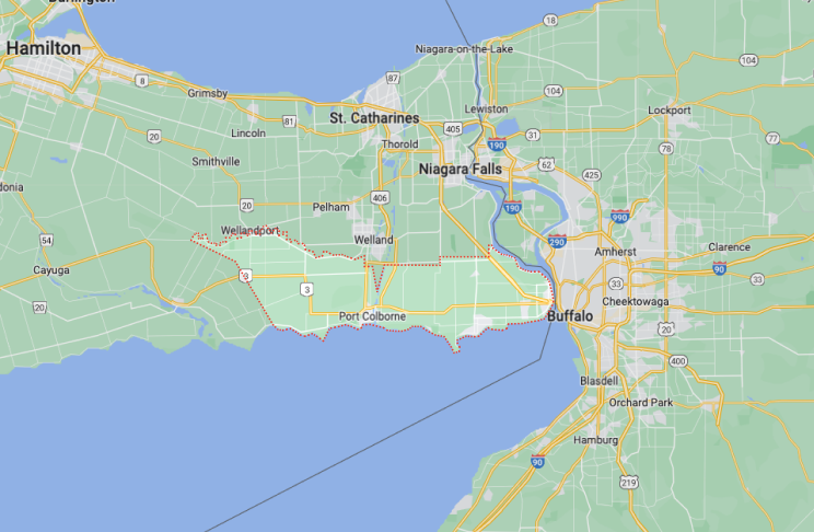 Niagaras Südküste Karte der Südküste von Niagara