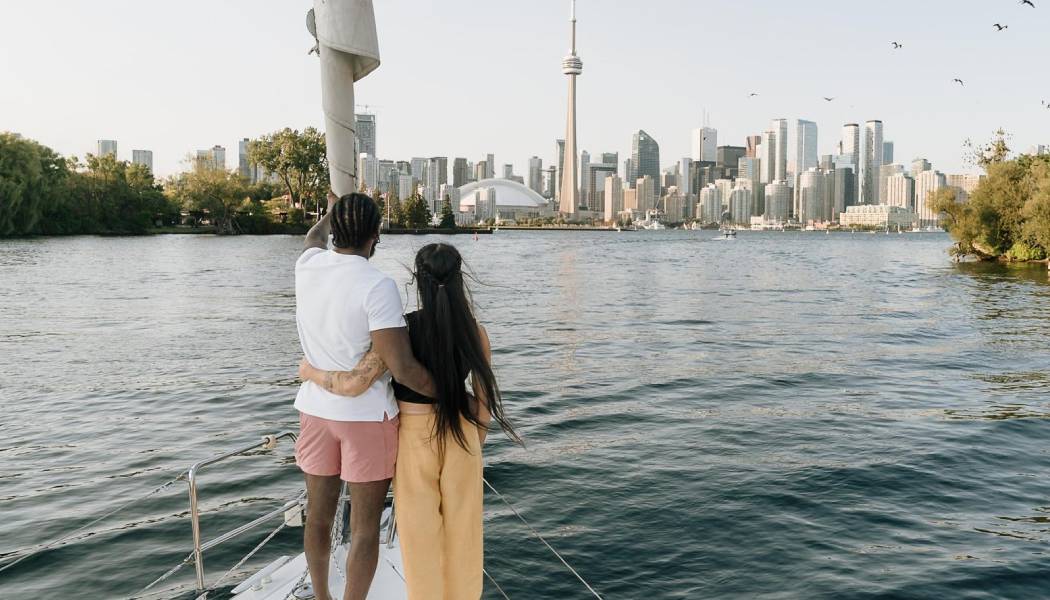 Vista aérea del CN Town y el Scotiabank Centre en el centro de Toronto.