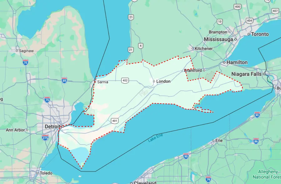 Map of Southwestern Ontario