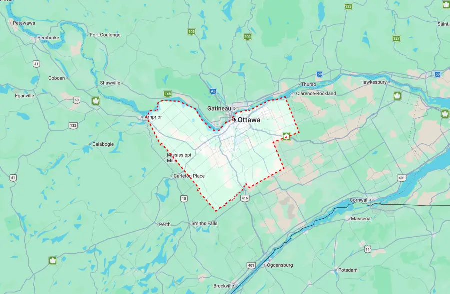 Karte der Region Ottawa