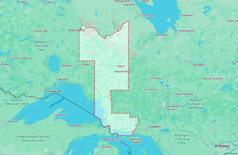 Map of Sault Ste. Marie and Algoma
