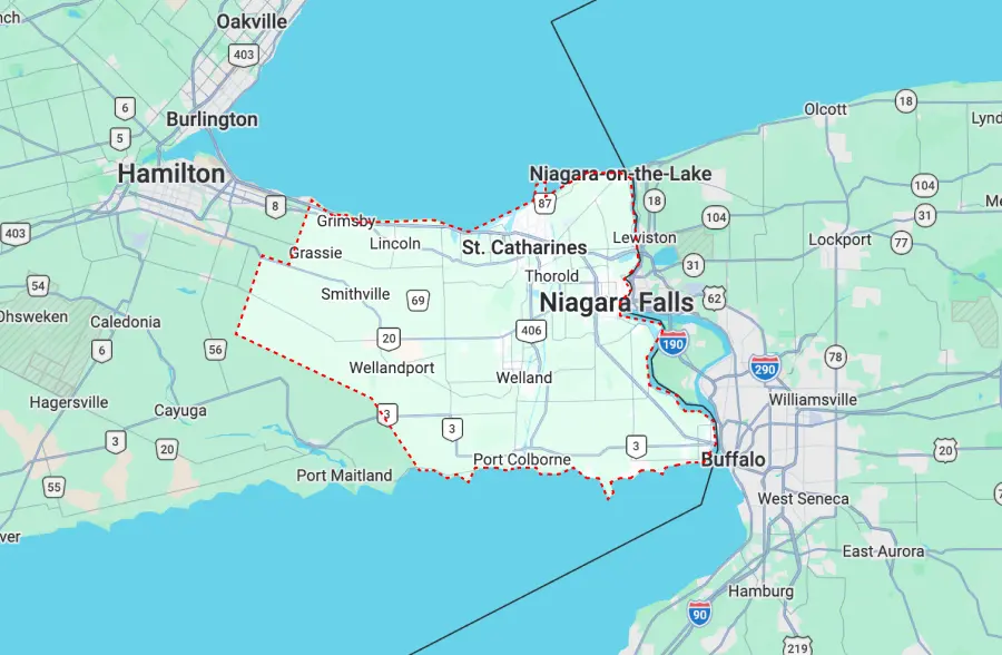Map of Niagara Region