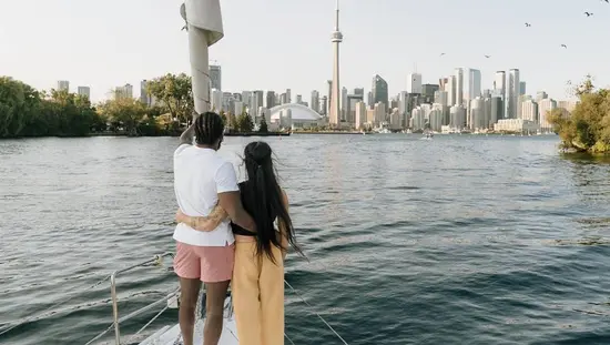 Vista aérea del CN Town y el Scotiabank Centre en el centro de Toronto.