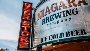 Display board for Niagara Brewing Company.