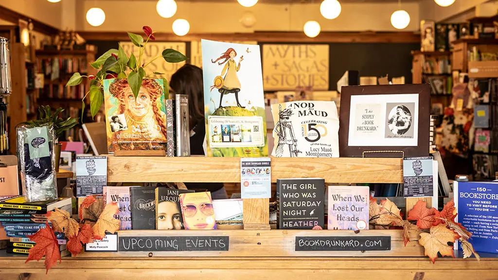 Ausgestellte Bücher bei Blue Heron Books.