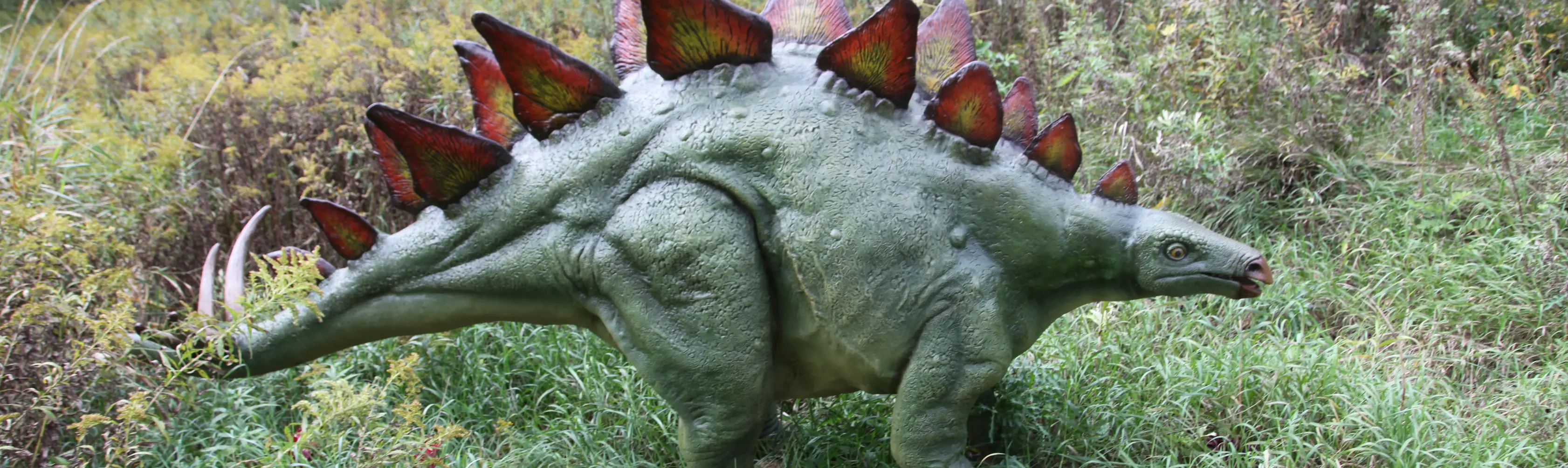 屋外公園にある実物大の恐竜