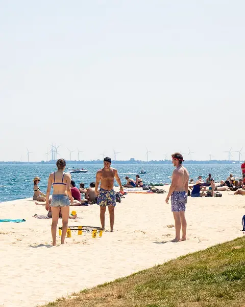 Eine Gruppe von Leuten, die einen Tag am Strand genießen