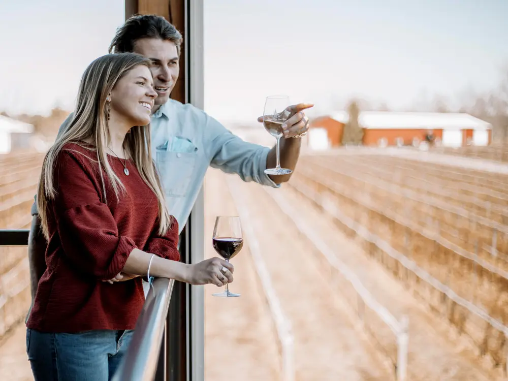 Un homme et une femme profitant du paysage depuis le patio