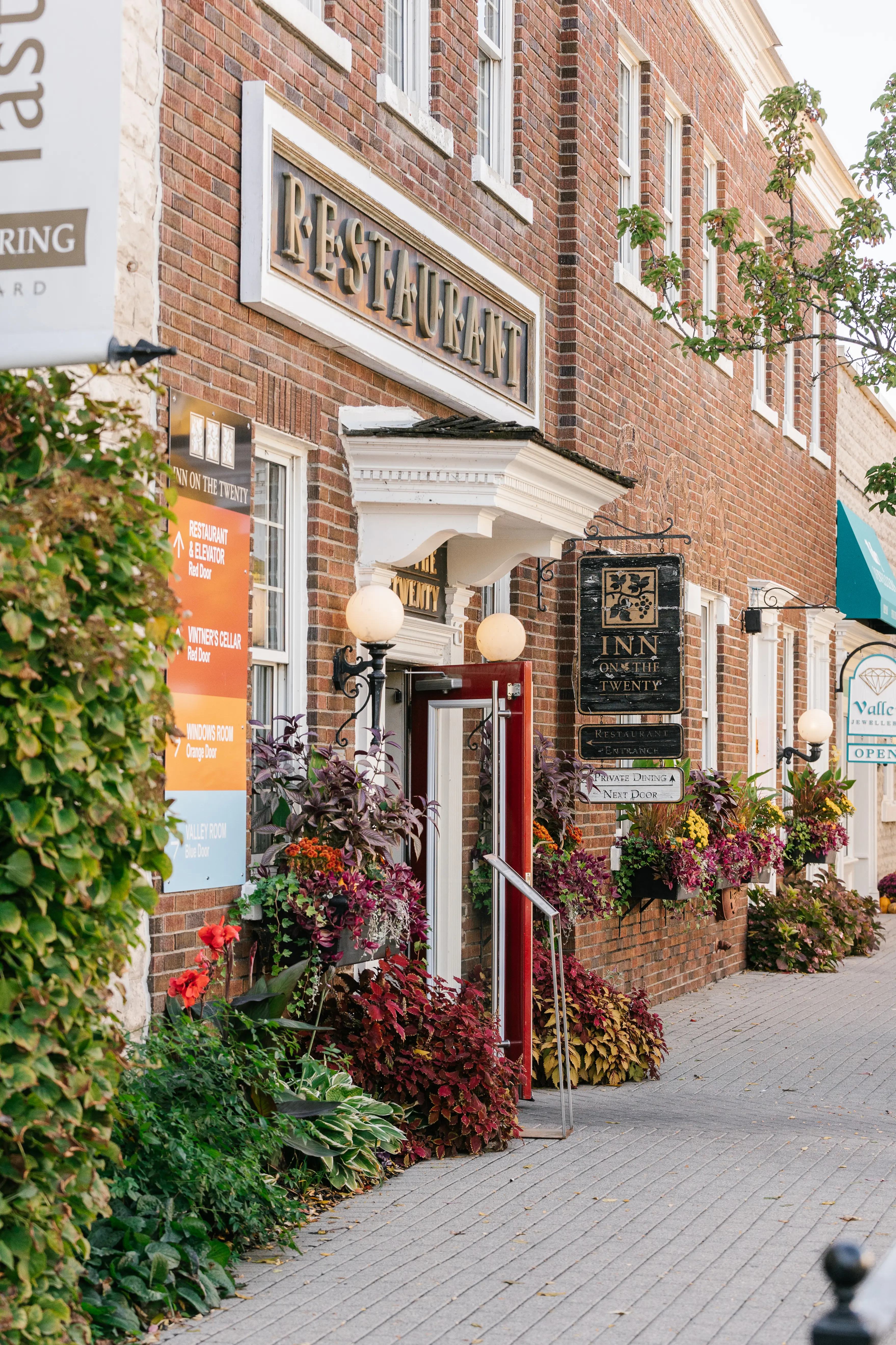 View of storefront boutiques on a street