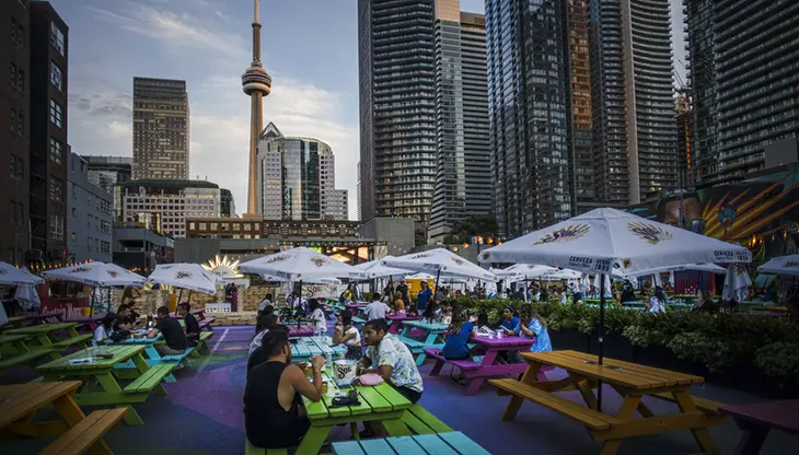 Group at Rendezviews patio Toronto.