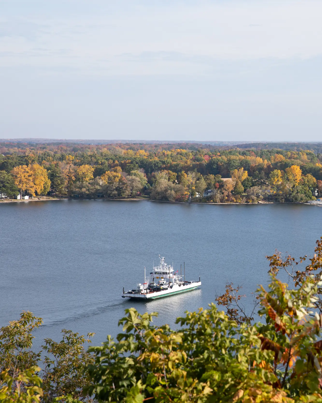 Aerial view of Glenora Ferry in Prince Edward County