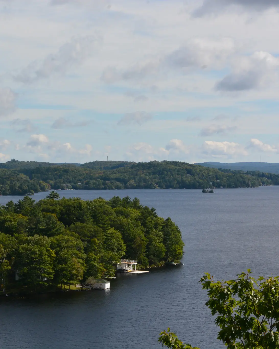 View of Fairy Lake from Lions Lookout in Huntsville, Muskoka, Ontario.