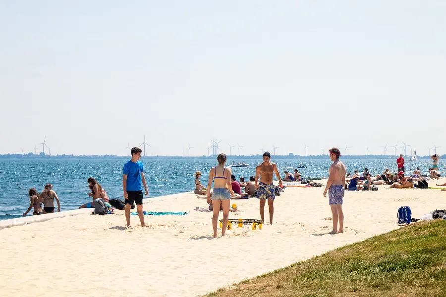 Groupe de personnes profitant d’une journée à la plage 