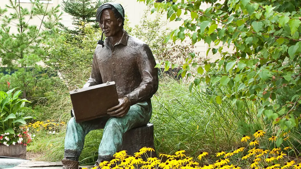 Statue of Group of Seven artist Tom Thomson in Huntsville